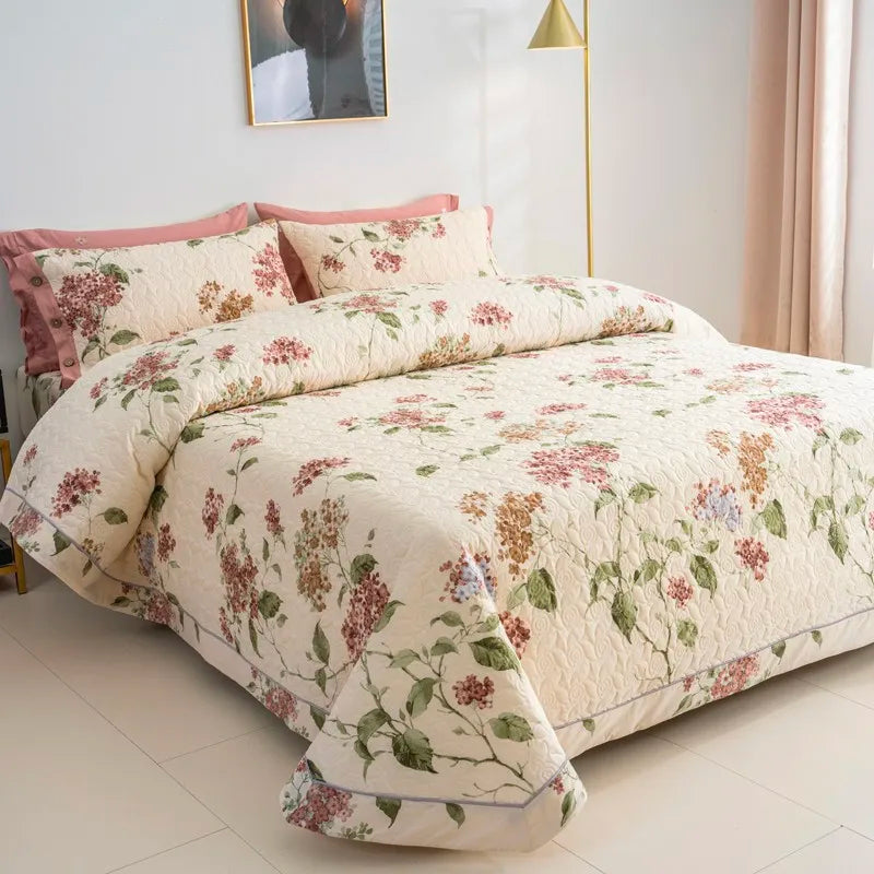 softest luxury bed sheets 500TC Floral 3Pcs Lightweight Cotton Quilt Set