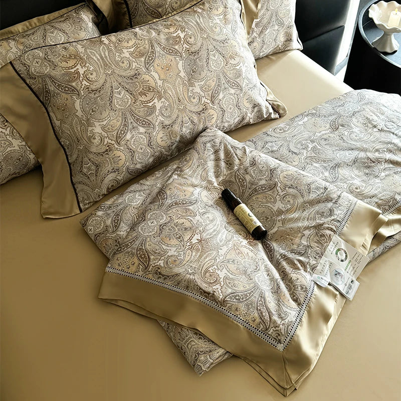 softest luxury bed sheets Breathable & Soft 600TC Eucalyptus Lyocell Bedding Set - Gold